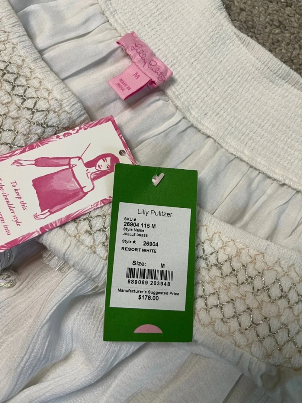 Lilly Pulitzer Joelle Dress Resort White Tassels Medium Boho Cottage Beach NWT - Picture 5 of 12